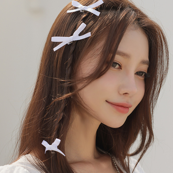 Ribbon Point Mini Hair Clip (3set)