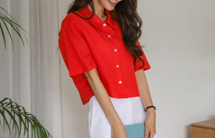 Cool 라미코튼 Crop Short-sleeve Bamboo Shirt