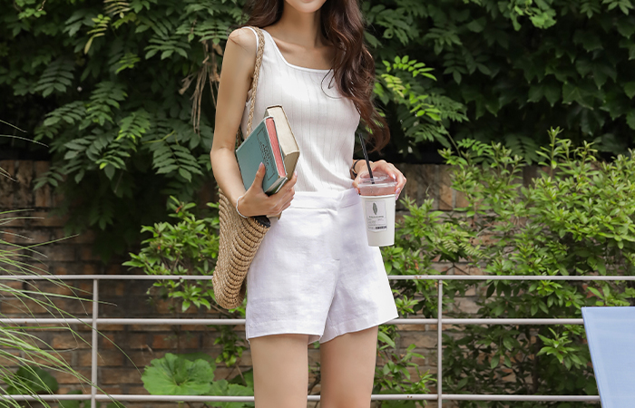 Pastel Color Simple Linen Short Pants