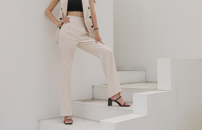 Modern Chic High-Waist Semi- Wide Slacks