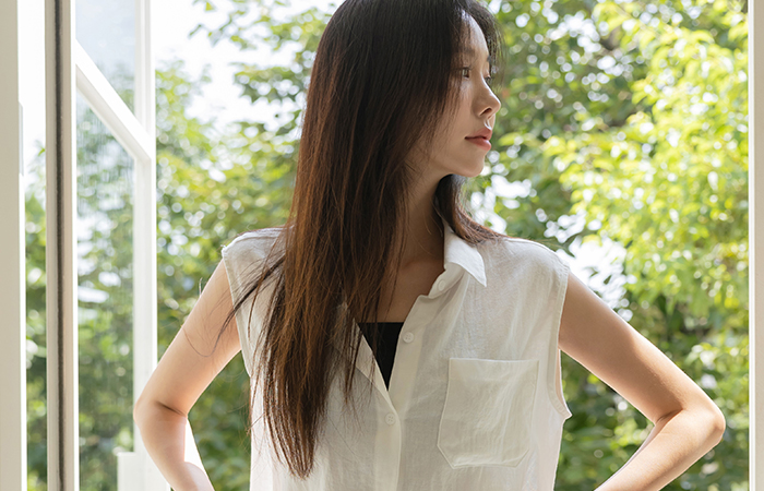 ODE loose fit Linen Sleeveless shirts Shirt