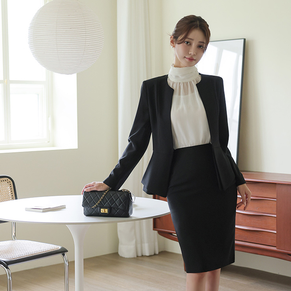 Demian Double Peplum Rounding No-collar Jacket Ⅲ