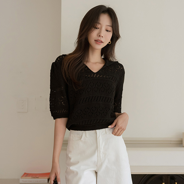 모아나 Diamond Point Collar Knit