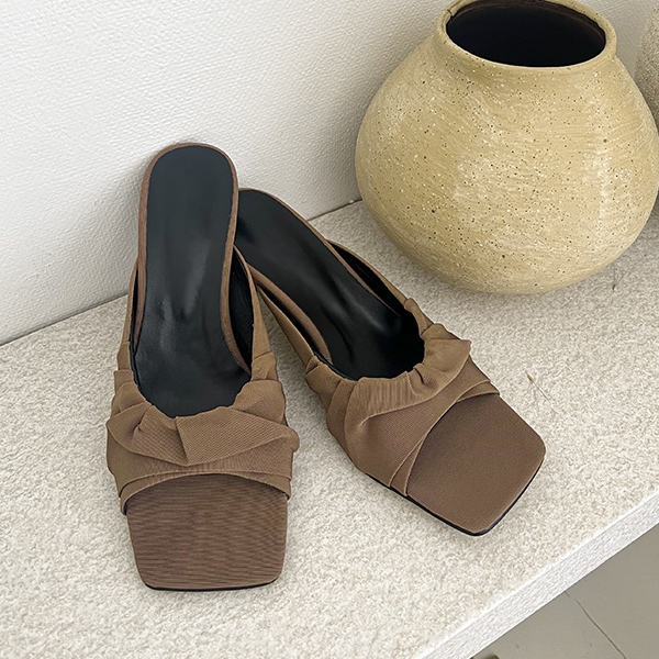 Modern Style 오픈토 Shirring Mule Heels