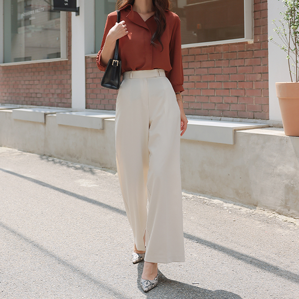 Simple 비조 Straight fit Wide Slacks