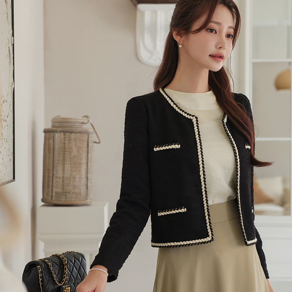 Gold twist Color Combination Lining Open Cardigan