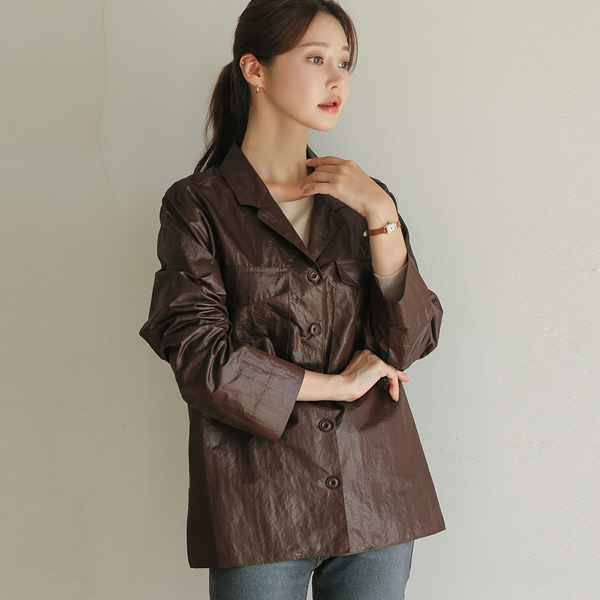 Glossy Glam overfit Shirt Jacket