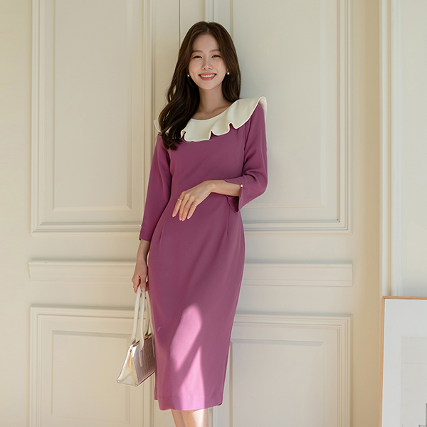Lovely Collar Sleeves Pearl Dress