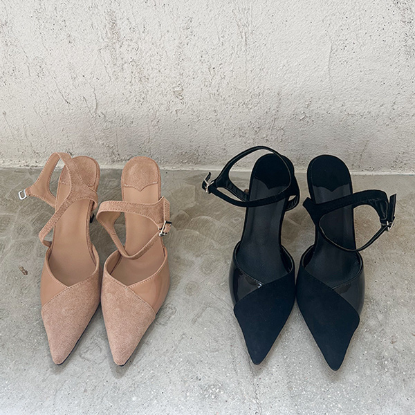 Enamel Point Suede Stiletto Heels