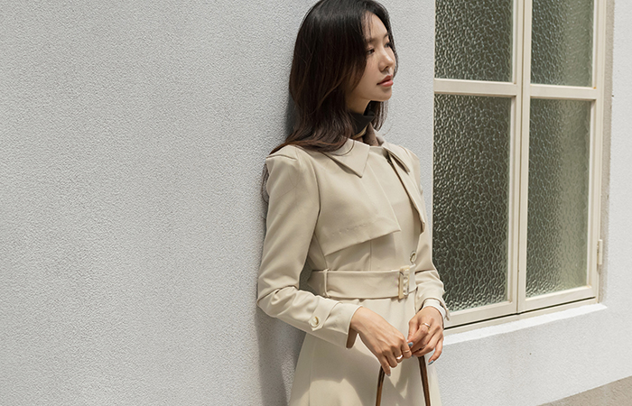 Autumn Trench Style A-line Dress (BeltSET)