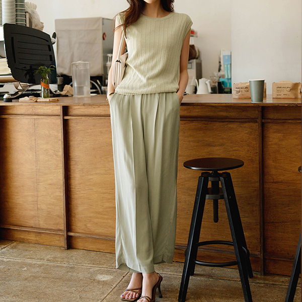 Soft Wrinkle Wide Back Banding Pants