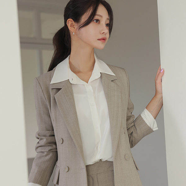 Double-button Slim Fit Span Jacket