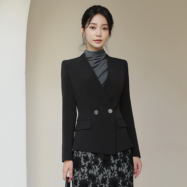 Edge Shoulder-Line Silver Line Double-button Jacket