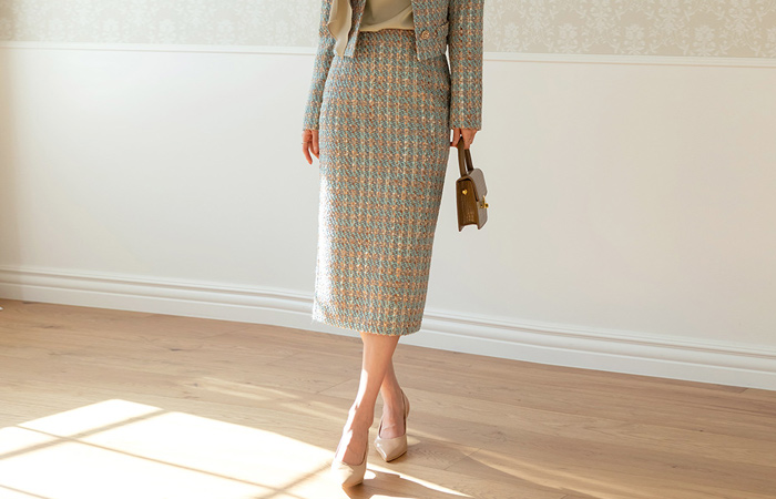 ODE Bling Tweed mix Wool Skirt