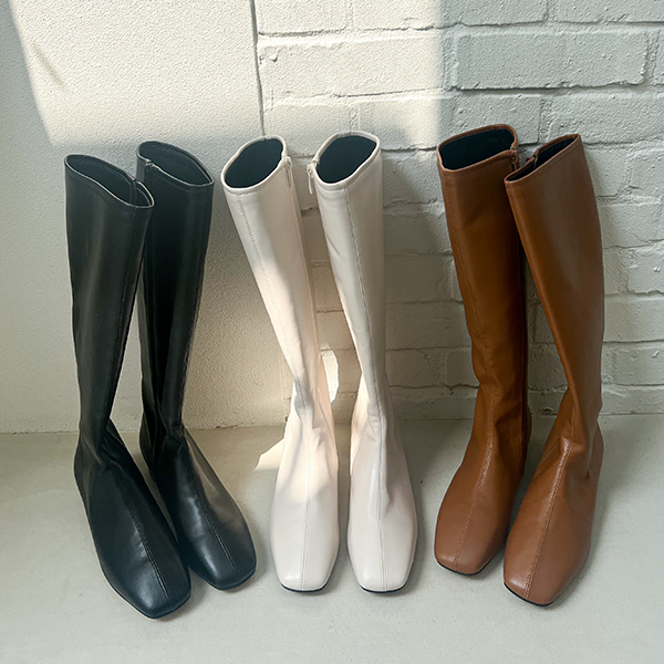 Soft Slim Square Toe Long Boots