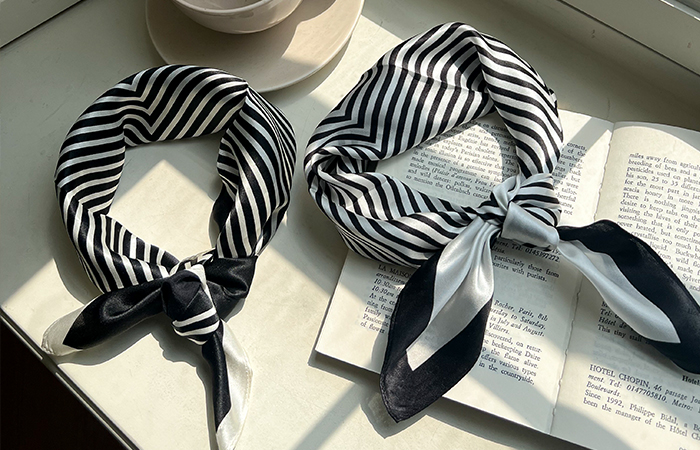 Chic Stripe square Silk Scarf