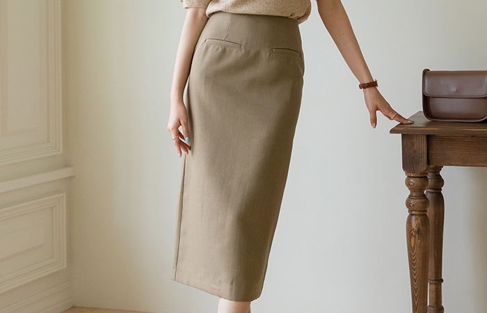 Fake Pocket H-line Autumn Skirt