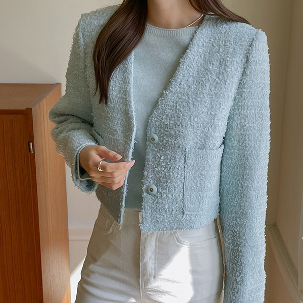 Hepburn Tweed No-collar Crop Jacket