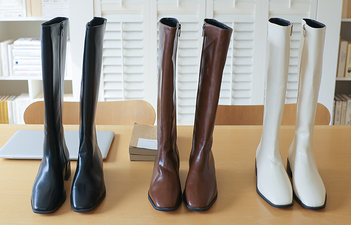 Daily Basic Slim Square Long Boots