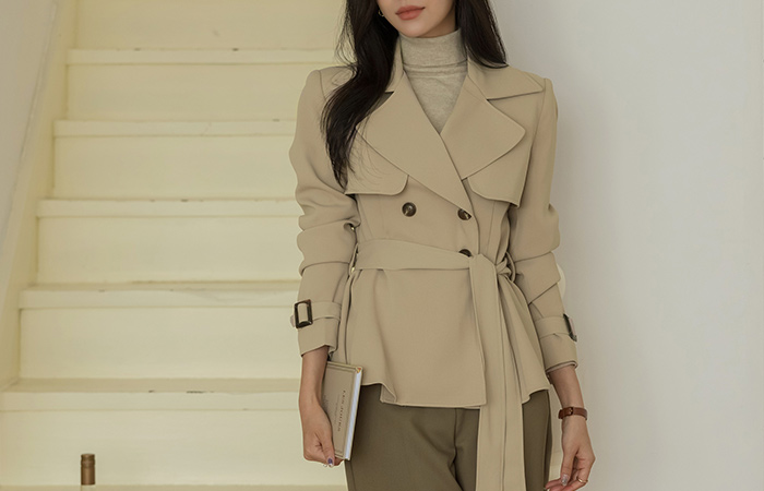 Hems Peplum Harp Trench Jacket