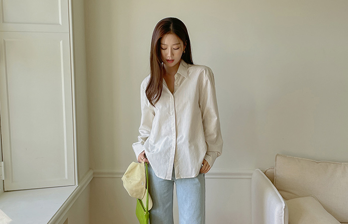 Butter Stripe Day loose fit Shirt