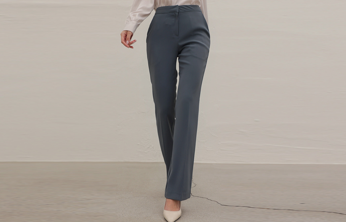 Official Half High-waist Semi- Boot-Cut Slacks