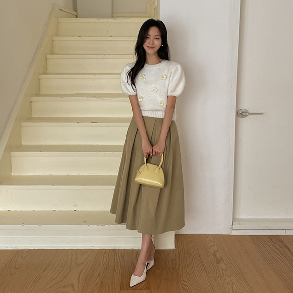 A-line Wrinkles Long Skirt