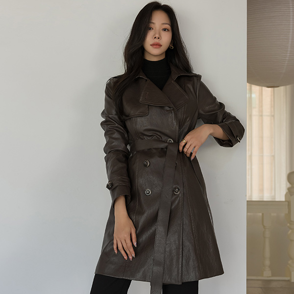 Motive Eco Leather Harp Trench Coat