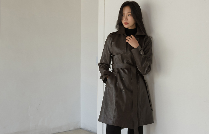 Motive Eco Leather Harp Trench Coat