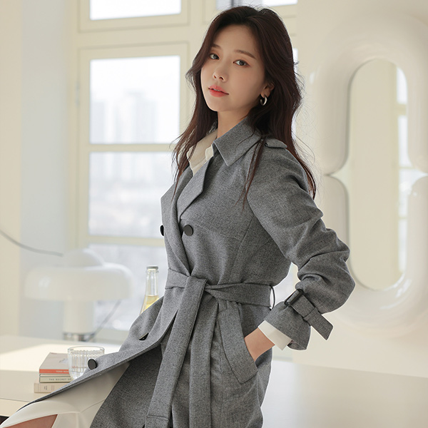 Black Button Point Soft Trench Coat