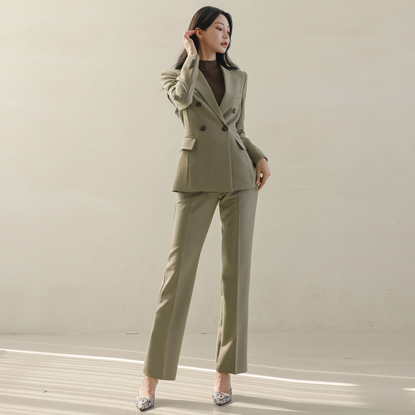 Deep-Color Mood Official Double-button Wool Jacket