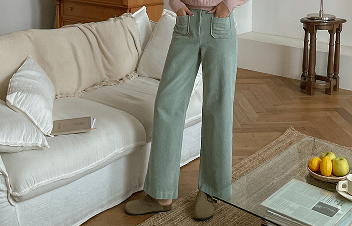 Double Pocket sugar Color Corduroy Pants