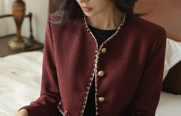 Jane Line Color Combination Tweed Jacket