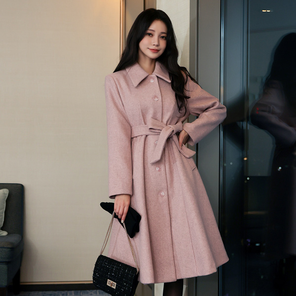 Single Collar Bokashi A-line Coat