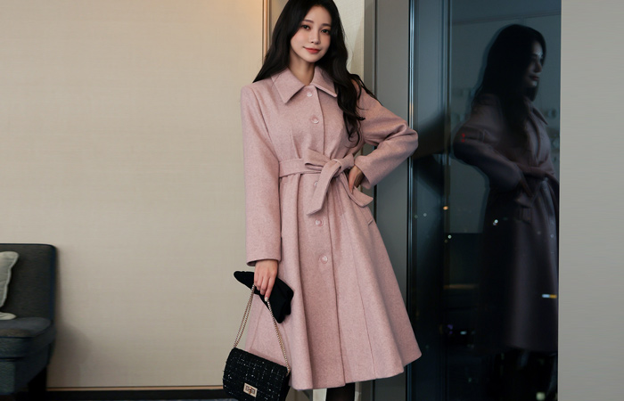 Single Collar Bokashi A-line Coat