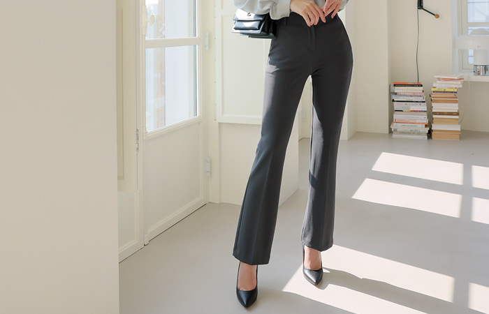 Tight Span Hidden Banding Semi- Boot-Cut Slacks(Napping)