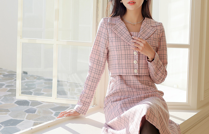 Lovely sugar Check Two-piece Style Dress