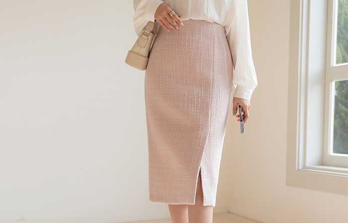 Memory Tweed Set-up Wool Skirt