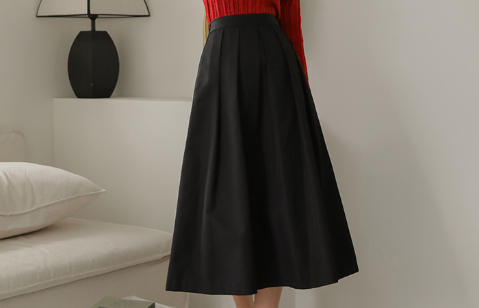 Autumn The Back Banding Pleats Long Skirt