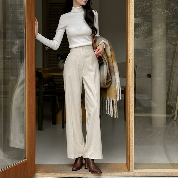 Thick Hidden The Back Banding Straight Wide Slacks