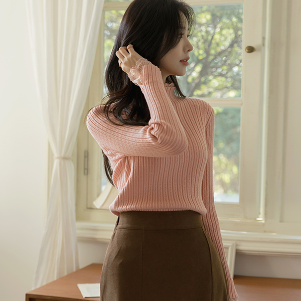 Romantic Lace Point Half-Highneck Knit