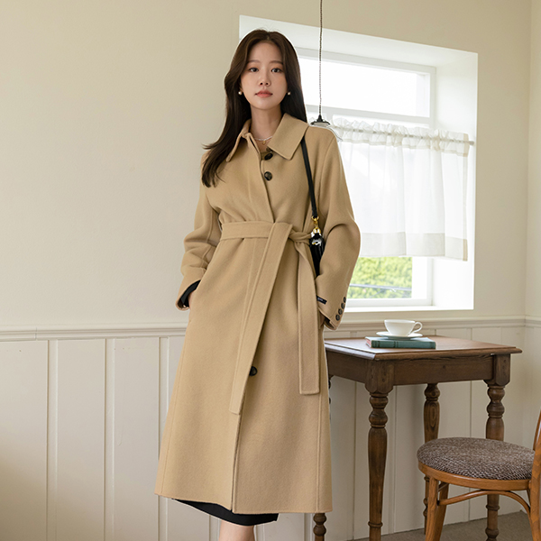 Classic Mood Hidden Button Polo Hand-Made Wool Coat