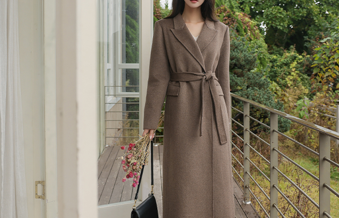 Rubber Two button Belted Hand-Made Wool Long Coat