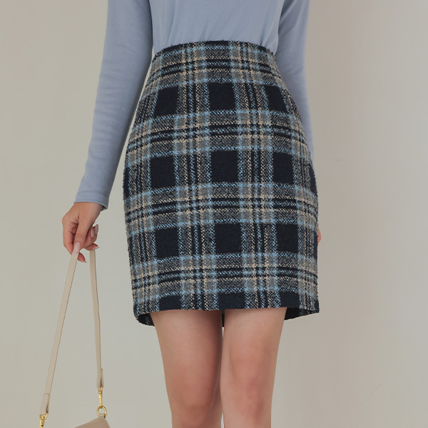 Classic Winter Wool Check H-line Mini Skirt