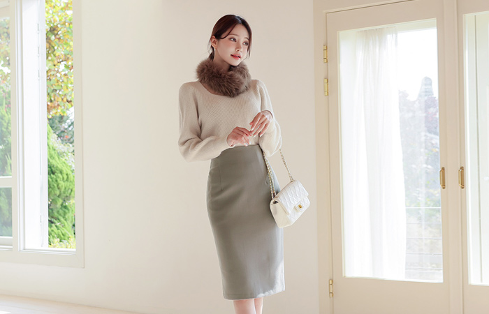 Twinkle Square Neck Puff Sleeves Knit