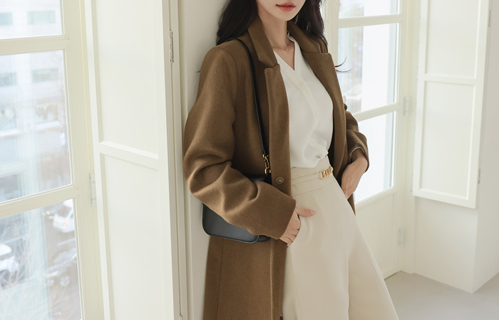 Basic Snap Button Wool Coat