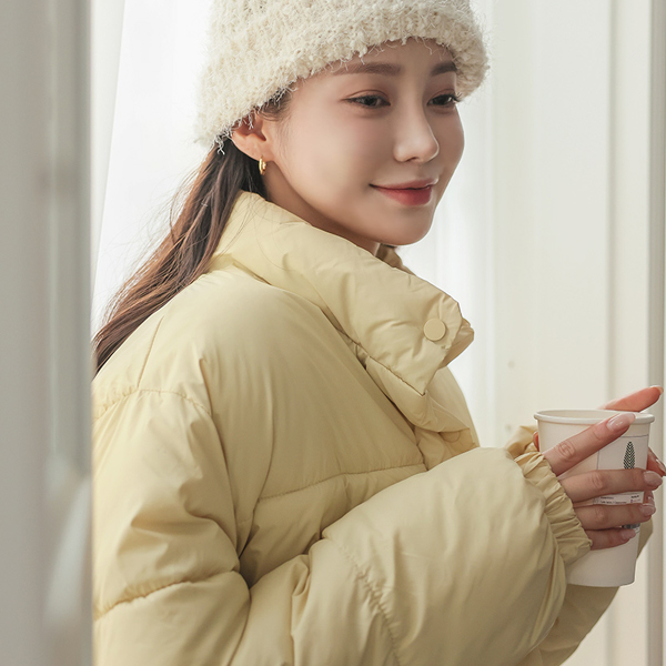 Daily Pastel Color High-Neck Wellon Short Padding