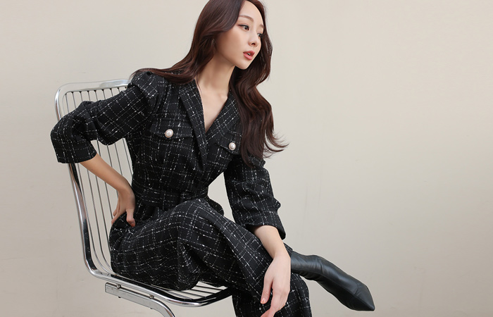 First Classic Tweed Wide Jumpsuit