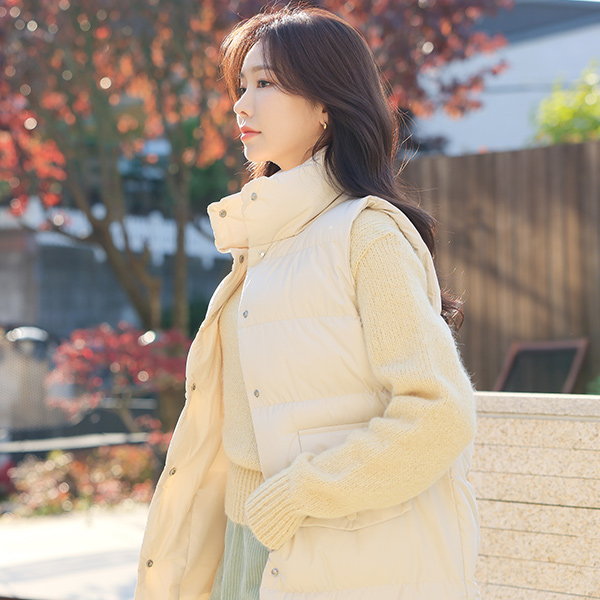 Wellon Snap Button Soft Long Padding Vest