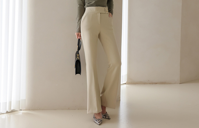 Side Buckle Decoration Span Boot-Cut Slacks(winter)